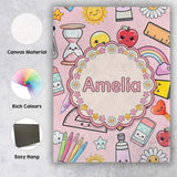 Personalised Name Cute Kawaii School Custom Premium Decorative Design Modern Room Accent Canvas Wall Art Print Decor Picture Ready to Hang