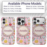 Cute Kawaii School Supplies Rainbow Apple Glue Custom Name Protective Phone Case Mobile Cover Durable Everyday Smartphone Shock Resistant