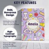 Personalised Name Cute Kawaii School Custom Premium Decorative Design Modern Room Accent Canvas Wall Art Print Decor Picture Ready to Hang