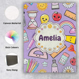 Personalised Name Cute Kawaii School Custom Premium Decorative Design Modern Room Accent Canvas Wall Art Print Decor Picture Ready to Hang