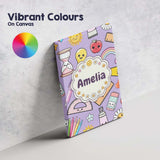 Personalised Name Cute Kawaii School Custom Premium Decorative Design Modern Room Accent Canvas Wall Art Print Decor Picture Ready to Hang