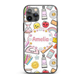Cute Kawaii School Supplies Glue Rainbow Apple Custom Name Protective Phone Case Mobile Cover Durable Everyday Smartphone Shock Resistant
