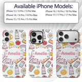 Cute Kawaii School Supplies Glue Rainbow Apple Custom Name Protective Phone Case Mobile Cover Durable Everyday Smartphone Shock Resistant