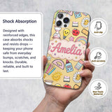 Cute Kawaii School Supplies Rainbow Apple Yellow Custom Name Protective Phone Case Mobile Cover Durable Everyday Smartphone Shock Resistant