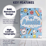 Personalised Name Cute Kawaii School Custom Premium Decorative Design Modern Room Accent Canvas Wall Art Print Decor Picture Ready to Hang