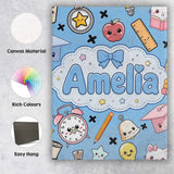 Personalised Name Cute Kawaii School Custom Premium Decorative Design Modern Room Accent Canvas Wall Art Print Decor Picture Ready to Hang