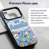 Cute Kawaii School Supplies Cat Printed Design Custom Name Protective Phone Case Mobile Cover Durable Everyday Smartphone Shock Resistant