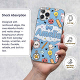 Cute Kawaii School Supplies Cat Printed Design Custom Name Protective Phone Case Mobile Cover Durable Everyday Smartphone Shock Resistant