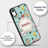 Cute Kawaii School Supplies Cat Printed Design Custom Name Protective Phone Case Mobile Cover Durable Everyday Smartphone Shock Resistant