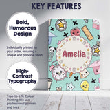 Personalised Name Cute Kawaii School Custom Premium Decorative Design Modern Room Accent Canvas Wall Art Print Decor Picture Ready to Hang