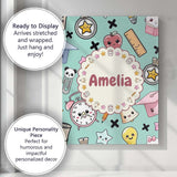 Personalised Name Cute Kawaii School Custom Premium Decorative Design Modern Room Accent Canvas Wall Art Print Decor Picture Ready to Hang
