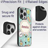 Cute Kawaii School Supplies Cat Printed Design Custom Name Protective Phone Case Mobile Cover Durable Everyday Smartphone Shock Resistant