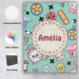 Personalised Name Cute Kawaii School Custom Premium Decorative Design Modern Room Accent Canvas Wall Art Print Decor Picture Ready to Hang