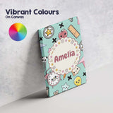 Personalised Name Cute Kawaii School Custom Premium Decorative Design Modern Room Accent Canvas Wall Art Print Decor Picture Ready to Hang