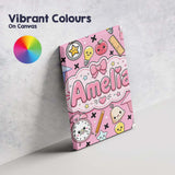 Personalised Name Cute Kawaii School Cat Custom  Unique Gift Idea Elegant Feature Canvas Wall Art Print Decor Picture Ready to Hang