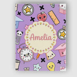 Personalised Name Cute Kawaii School Cat Custom  Unique Gift Idea Elegant Feature Canvas Wall Art Print Decor Picture Ready to Hang