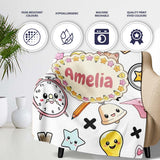 Cute Kawaii School Cat Books Apple Clock Bell Pencil Grey Seamless  Personalised Custom Name Super Soft Fleece Blanket Bed Sofa Throw