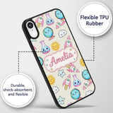 Cute Kawaii Space Rocket Planet Globe Sun Star Custom Name Protective Phone Case Mobile Cover Durable Everyday Smartphone Shock Resistant