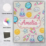 Personalised Name Cute Kawaii Space Rocket Custom  Unique Gift Idea Elegant Feature Canvas Wall Art Print Decor Picture Ready to Hang