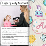 Cute Kawaii Space Rocket Planet Globe Sun Star Cream Seamless  Personalised Custom Name Super Soft Fleece Blanket Bed Sofa Throw