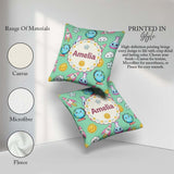 Custom Name Cute Kawaii Space Rocket Planet Globe Sun Star Green Square Filled Cushion Throw Pillow Sofa Bed Home Decor Zip Washable UK Made