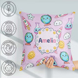 Custom Name Kawaii Space Rocket Planet Globe Sun Purple Seamless Square Filled Cushion Throw Pillow Sofa Bed Home Decor Zip Washable UK Made