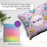 Custom Name Kawaii Space Rocket Planet Globe Sun Purple Seamless Square Filled Cushion Throw Pillow Sofa Bed Home Decor Zip Washable UK Made