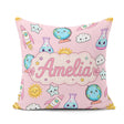 Custom Name Cute Kawaii Space Rockets Globes Suns Stars Seamless Square Filled Cushion Throw Pillow Sofa Bed Home Decor Zip Washable UK Made