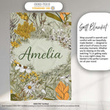 Vintage Botanical Floral Sage Green Detailed Seamless Pattern Lovely  Personalised Custom Name Super Soft Fleece Blanket Bed Sofa Throw