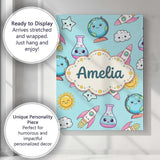 Personalised Name Cute Kawaii Space Rockets Custom  Bespoke Interior Contemporary Canvas Wall Art Print Decor Picture Ready to Hang