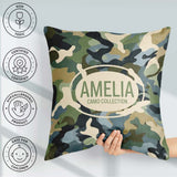 Custom Name Multi Tone Woodland Camouflage Seamless Pattern for Square Filled Cushion Throw Pillow Sofa Bed Home Decor Zip Washable UK Made