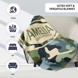 Multi Tone Woodland Camouflage Seamless Pattern Perfect Gift for Her  Personalised Custom Name Super Soft Fleece Blanket Bed Sofa Throw