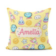 Custom Name Cute Kawaii Space Rockets Planets Globes Suns Yellow Square Filled Cushion Throw Pillow Sofa Bed Home Decor Zip Washable UK Made