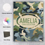 Personalised Name Multi Tone Woodland Camouflage Seamless Pattern Custom  Bespoke Canvas Wall Art Print Decor Picture Ready to Hang