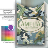 Multi Tone Woodland Camouflage Seamless Pattern Perfect Gift for Her  Personalised Custom Name Super Soft Fleece Blanket Bed Sofa Throw