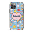 Cute Kawaii School Supplies Glue Ruler Rainbow Custom Name Protective Phone Case Mobile Cover Durable Everyday Smartphone Shock Resistant