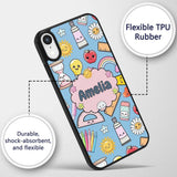 Cute Kawaii School Supplies Glue Ruler Rainbow Custom Name Protective Phone Case Mobile Cover Durable Everyday Smartphone Shock Resistant