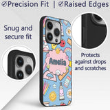 Cute Kawaii School Supplies Glue Ruler Rainbow Custom Name Protective Phone Case Mobile Cover Durable Everyday Smartphone Shock Resistant