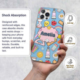 Cute Kawaii School Supplies Glue Ruler Rainbow Custom Name Protective Phone Case Mobile Cover Durable Everyday Smartphone Shock Resistant