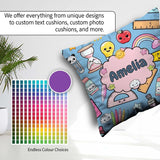 Custom Name Cute Kawaii School Supplies Glue Ruler Rainbow Apple Square Filled Cushion Throw Pillow Sofa Bed Home Decor Zip Washable UK Made