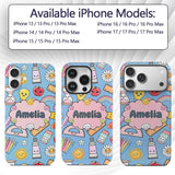Cute Kawaii School Supplies Glue Ruler Rainbow Custom Name Protective Phone Case Mobile Cover Durable Everyday Smartphone Shock Resistant