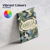 Personalised Name Multi Tone Woodland Camouflage Seamless Pattern Custom  Bespoke Canvas Wall Art Print Decor Picture Ready to Hang