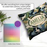 Custom Name Multi Tone Woodland Camouflage Seamless Pattern for Square Filled Cushion Throw Pillow Sofa Bed Home Decor Zip Washable UK Made