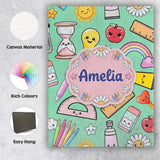 Personalised Name Cute Kawaii School Custom Premium Decorative Design Modern Room Accent Canvas Wall Art Print Decor Picture Ready to Hang