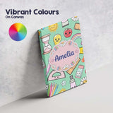Personalised Name Cute Kawaii School Custom Premium Decorative Design Modern Room Accent Canvas Wall Art Print Decor Picture Ready to Hang