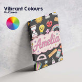 Personalised Name Cute Kawaii School Custom Premium Decorative Design Modern Room Accent Canvas Wall Art Print Decor Picture Ready to Hang