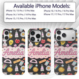 Cute Kawaii School Supplies Rainbow Apple Glue Custom Name Protective Phone Case Mobile Cover Durable Everyday Smartphone Shock Resistant