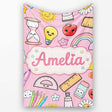 School Supplies Soft Pink Rainbow Apple Glue Pen Ruler Seamless  Personalised Custom Name Super Soft Fleece Blanket Bed Sofa Throw