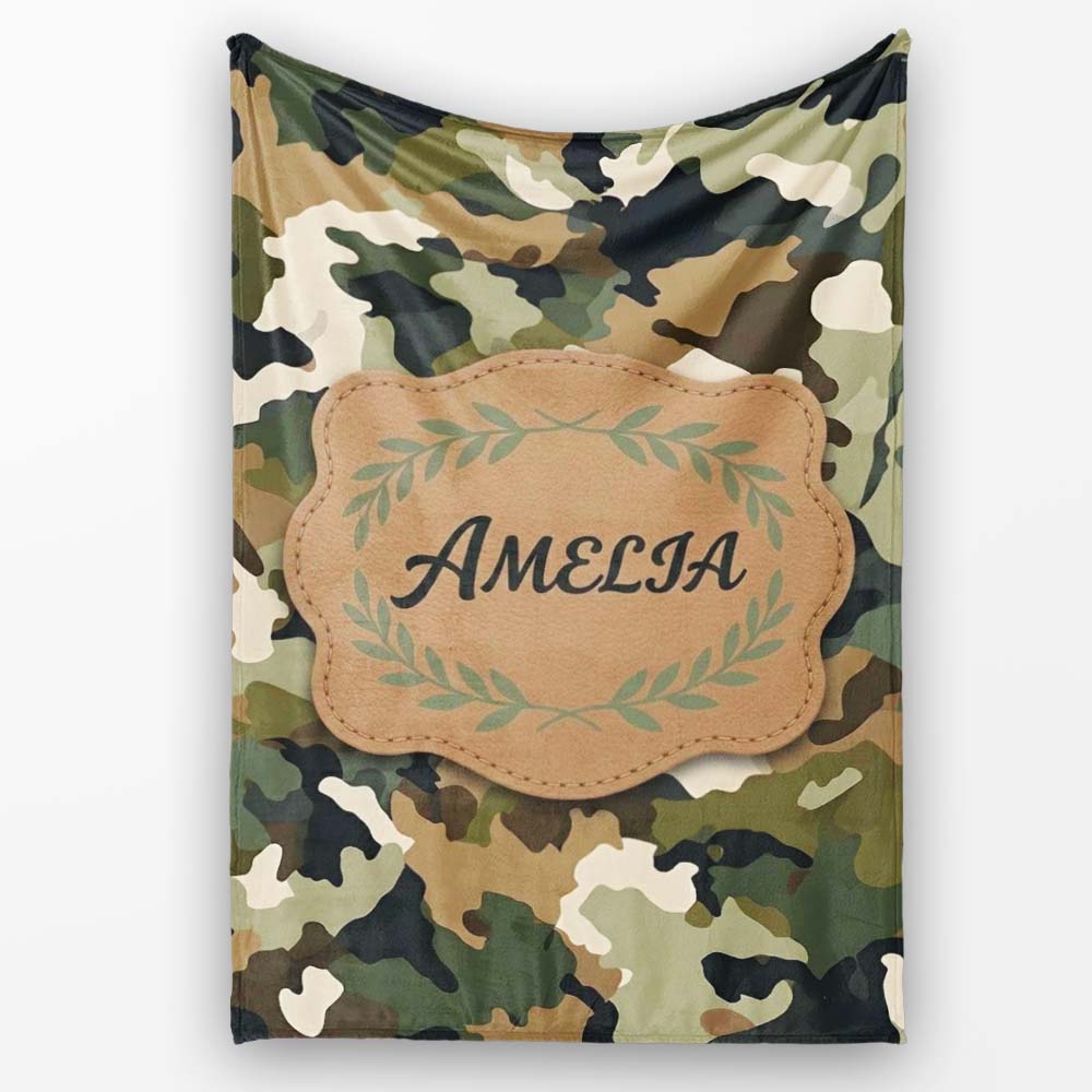 Soft Olive Mixed Camouflage Seamless Pattern Perfect Gift for Her  Personalised Custom Name Super Soft Fleece Blanket Bed Sofa Throw
