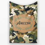 Soft Olive Mixed Camouflage Seamless Pattern Perfect Gift for Her  Personalised Custom Name Super Soft Fleece Blanket Bed Sofa Throw